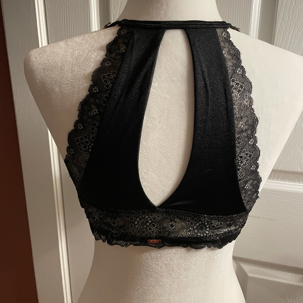 Pink Victoria’s Secret halter lace bra